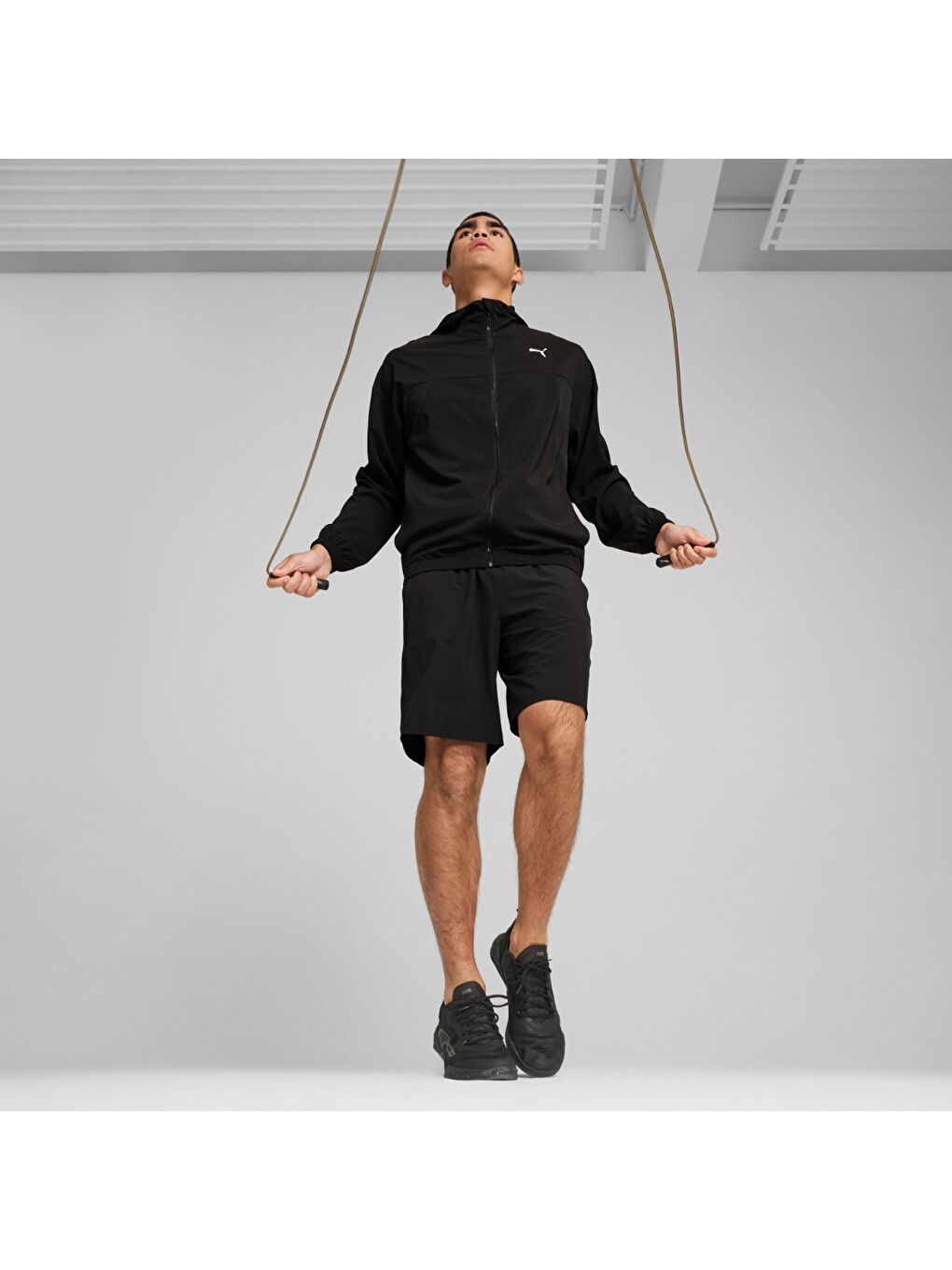 Fit Woven Full Zip Erkek Siyah Fermuarlı Sweatshirt-2