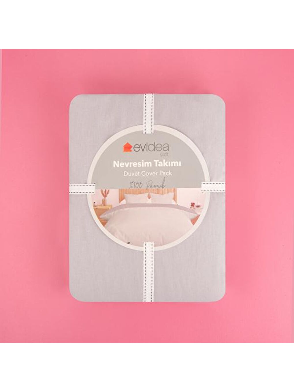 Soft Çift Renkli Çift Kişilik Nevresim Takımı - Bej / Taş-1