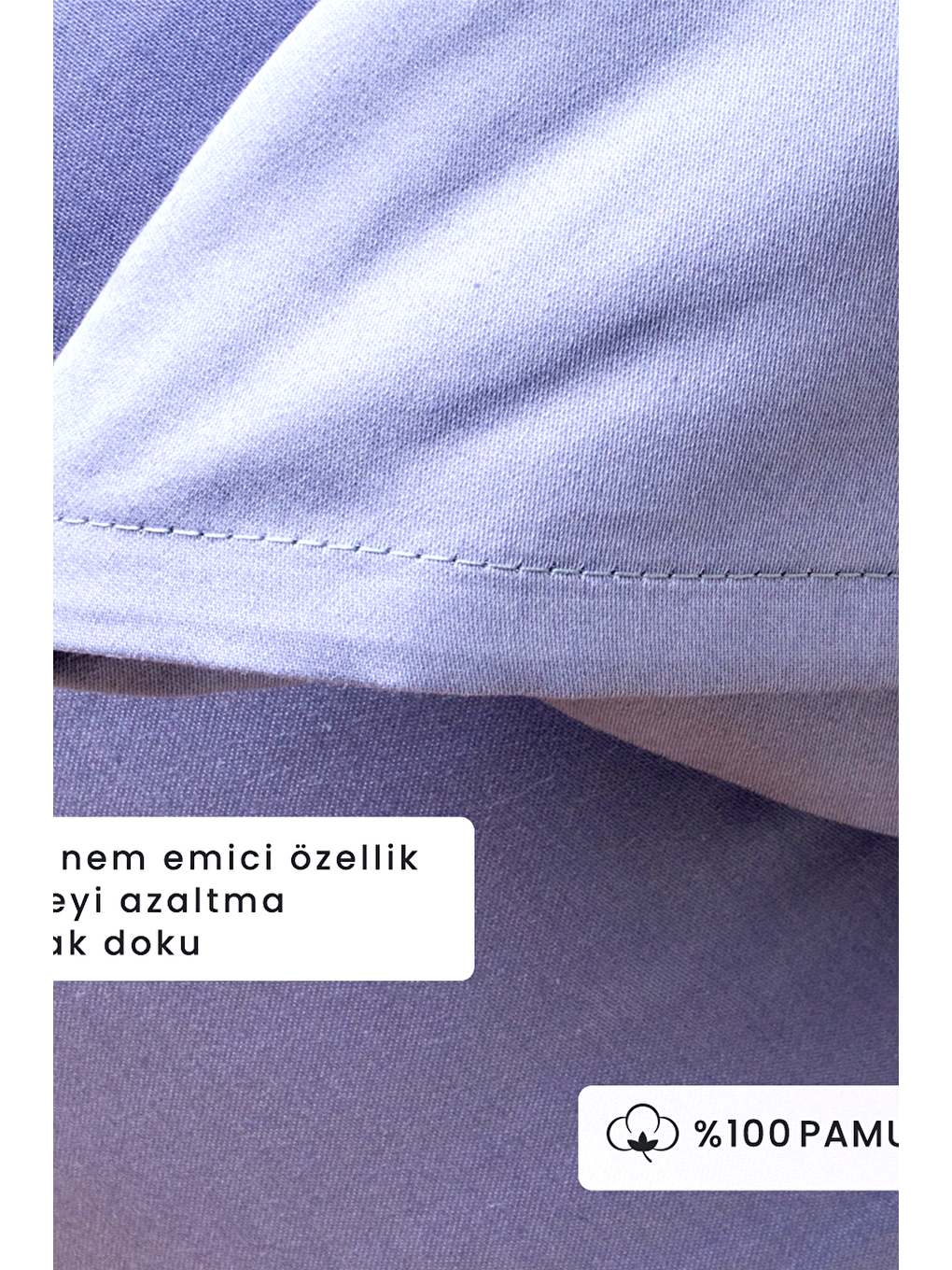 %100 Pamuk Saten Supreme 2'li Yastık Kılıfı Mavi (50x70 Cm)-1
