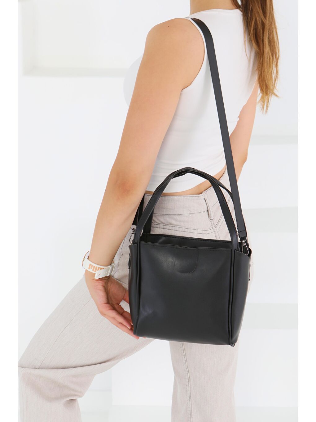 Kadın Siyah Mini Kol Çantası - 27468-1