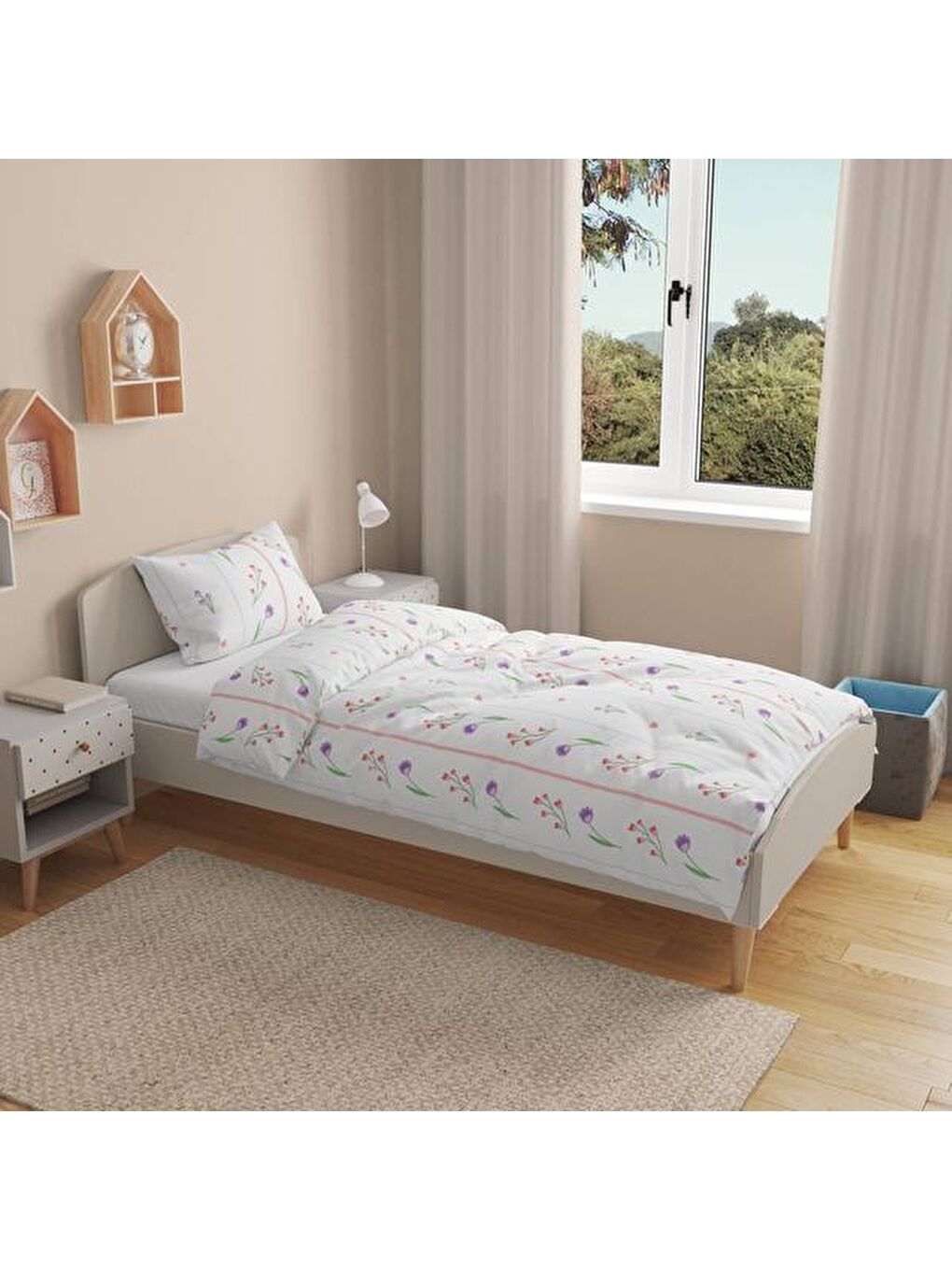 Karışık Soft Loretta Tek Kişilik Nevresim Takımı - Renkli-1