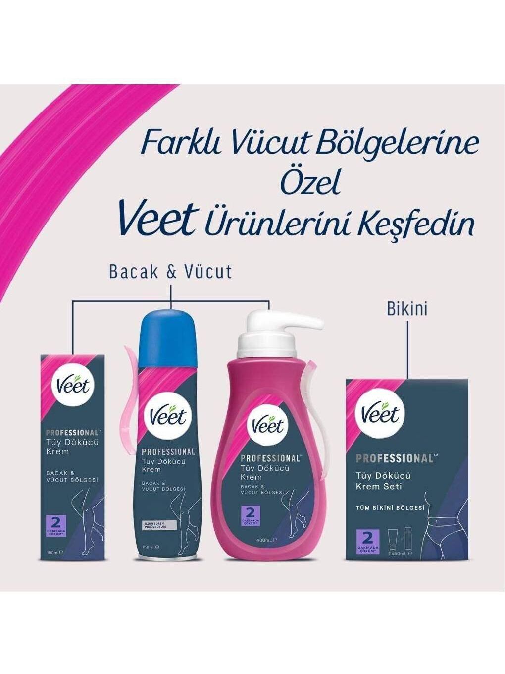 Veet Renksiz Professional Bikini Bölgesi Tüm Ciltler Tüy Dökücü Krem Seti - 5