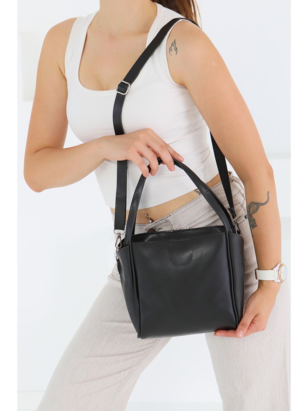 Kadın Siyah Mini Kol Çantası - 27468-3