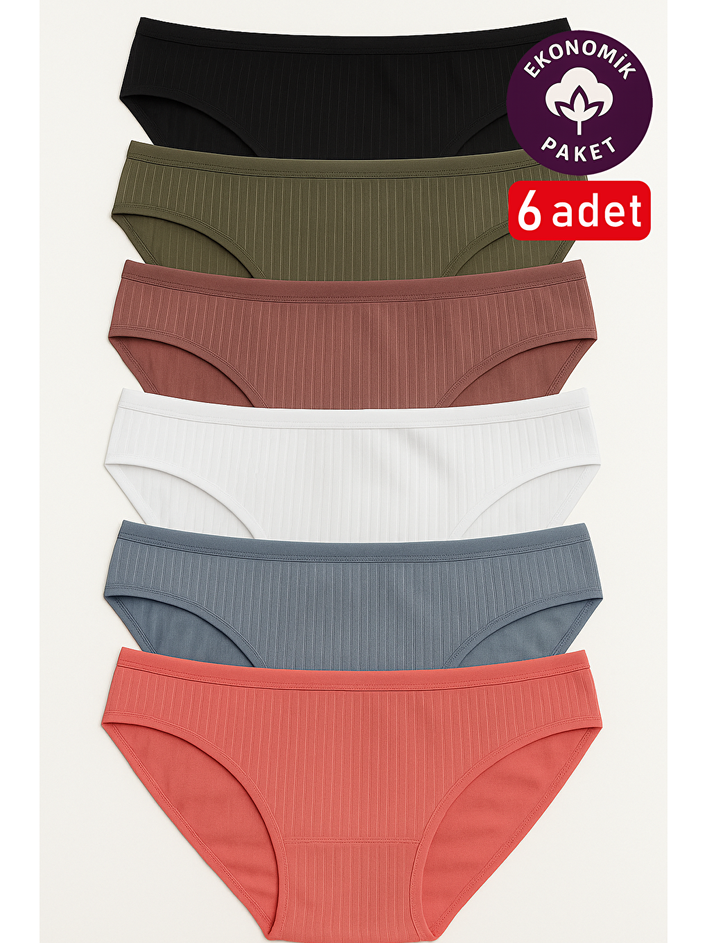 Karışık 6'Lı Paket Kadın Pamuklu Bikini Külot | 0592