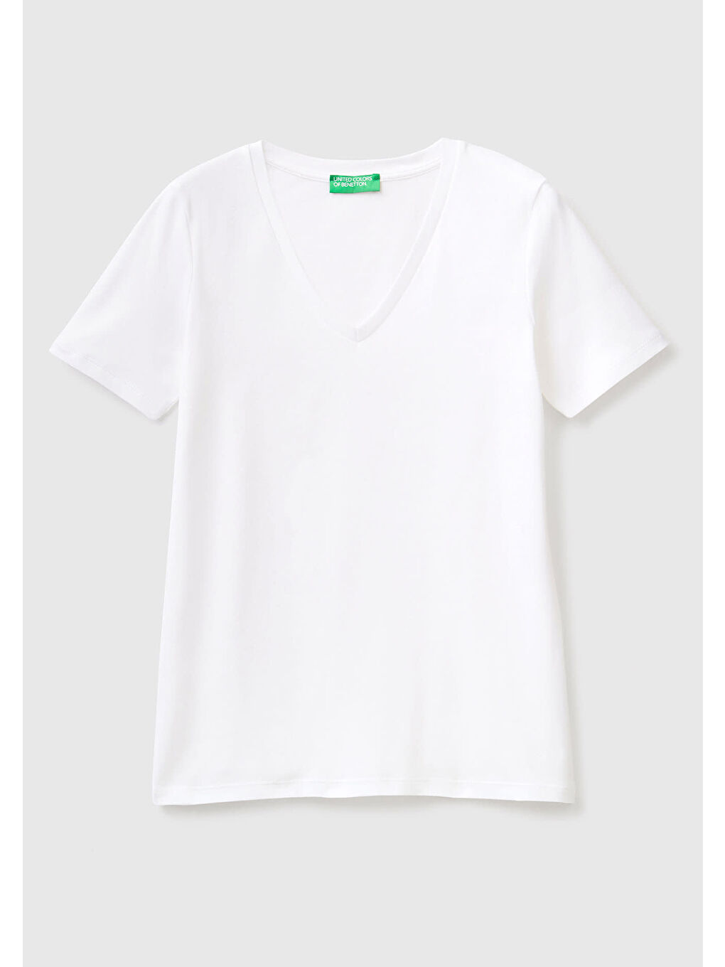 United Colors Of Benetton Beyaz Kadın Beyaz %100 Pamuk V Yaka Basic T-Shirt - 1