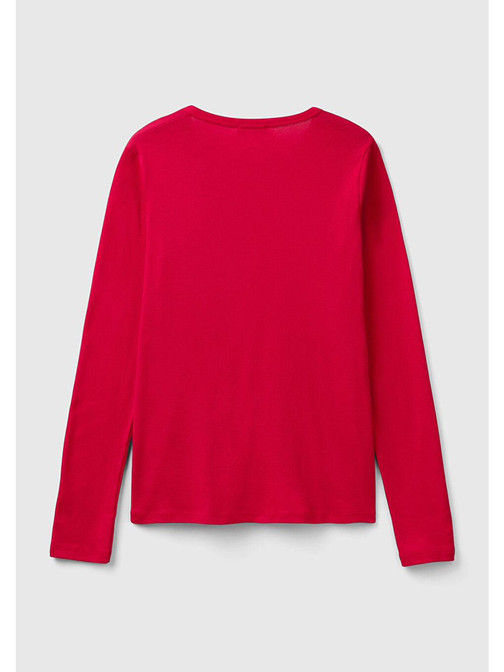 Kadın Kırmızı 100 Pamuk Bisiklet Yaka Benetton Yazılı Uzun Kollu T Shirt-3