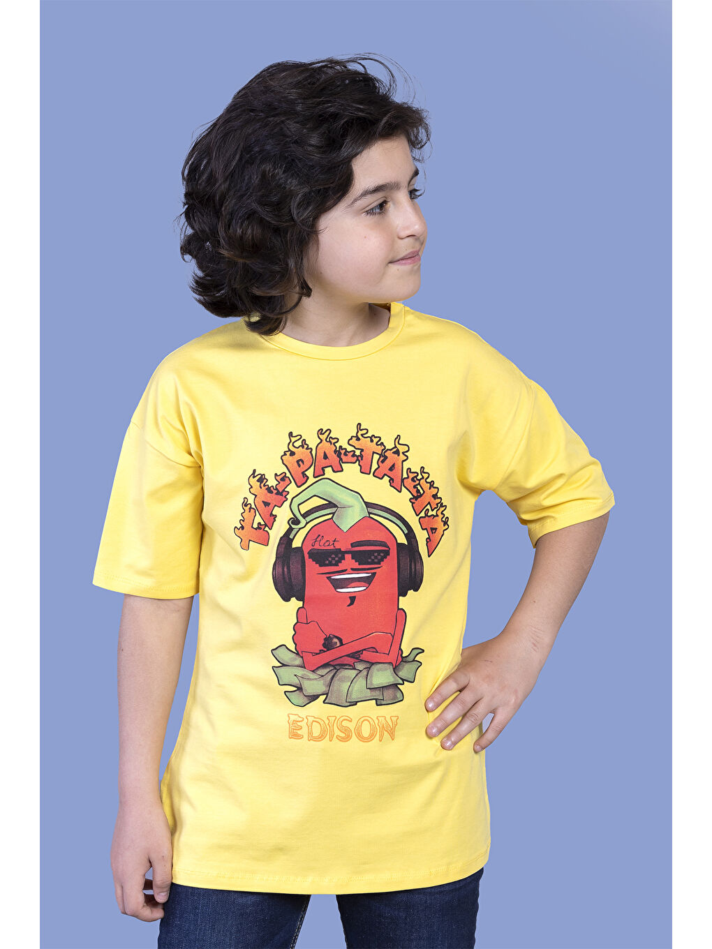 Sarı Erkek Çocuk  Baskılı Tişört-2