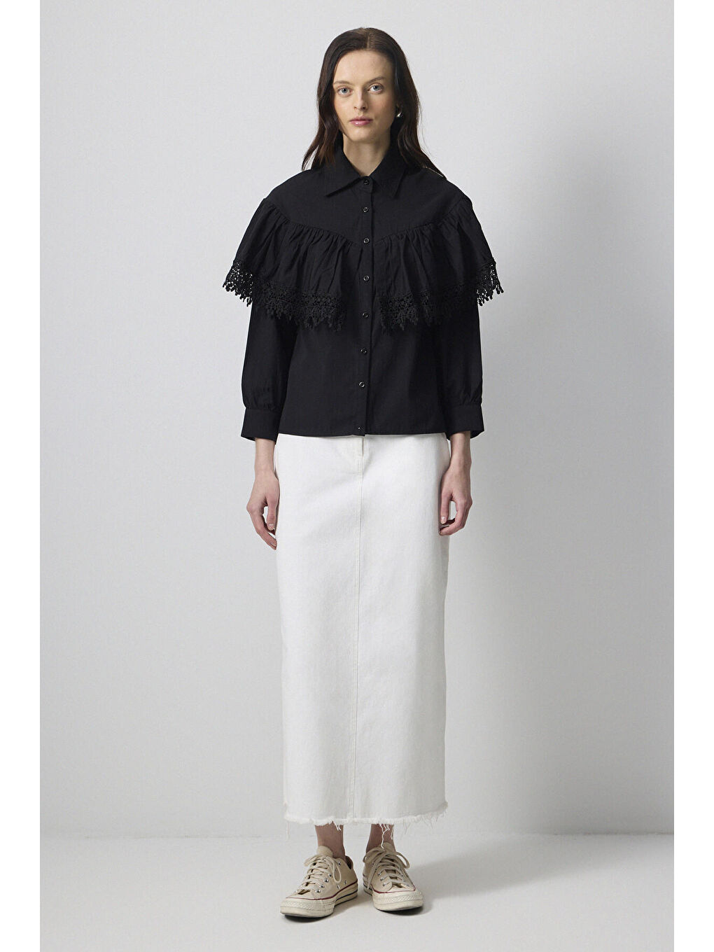 Siyah Fisto Detaylı Gömlek-1