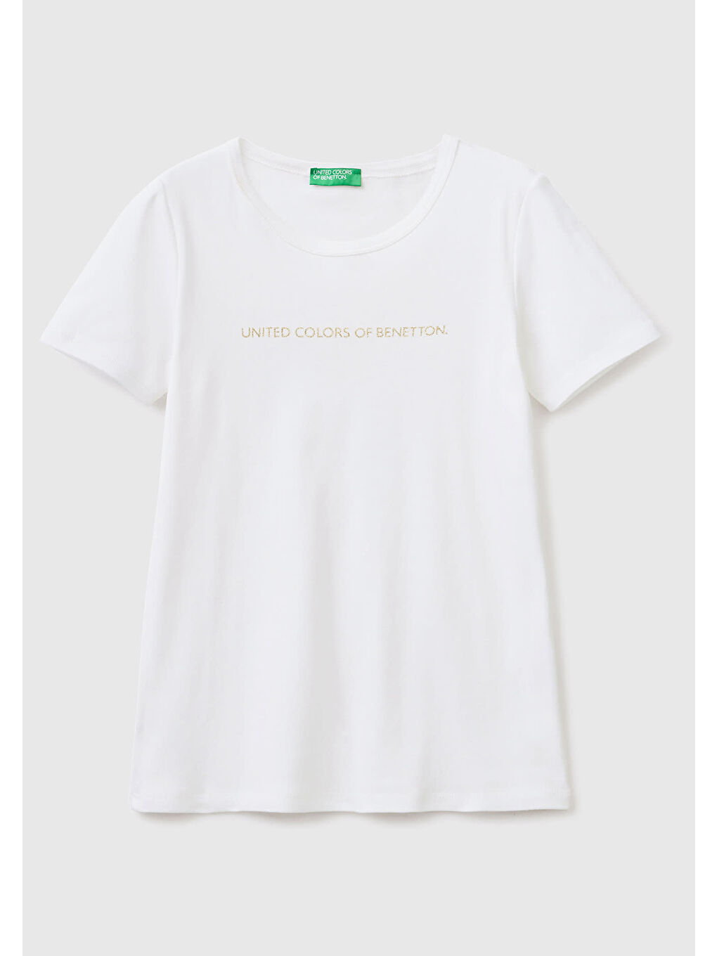 United Colors Of Benetton Beyaz Kadın Beyaz  100 Pamuk Benetton Yazılı Basic T Shirt - 1