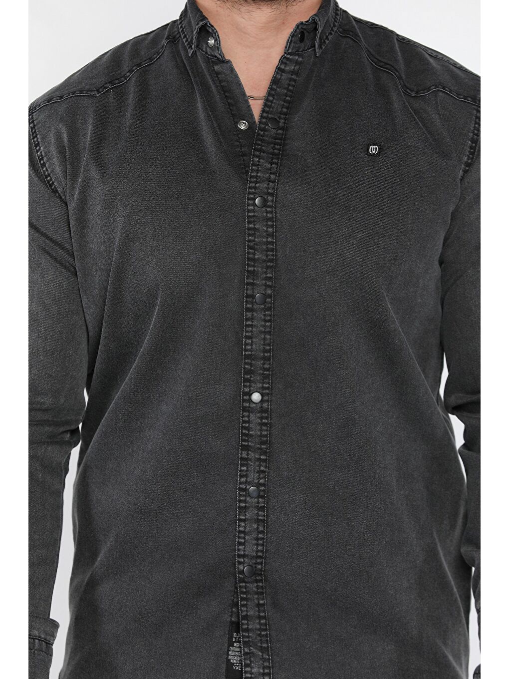 Antrasit Erkek Uzun Kol Çıtçıtlı Gömlek-3