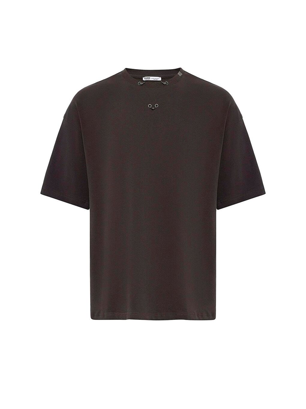 Kahverengi Oversize Metal Halka Detaylı Tişört Kahve-1