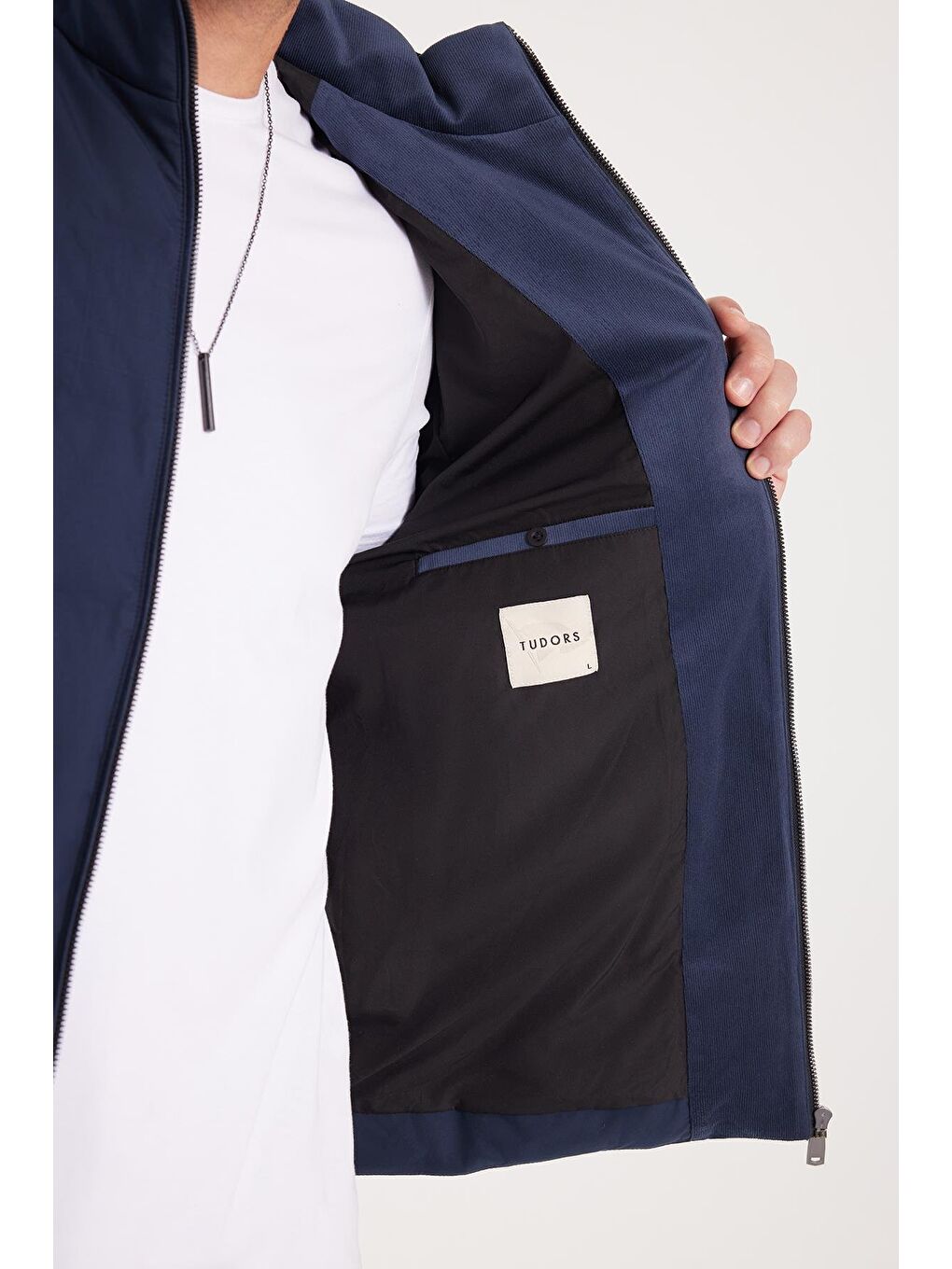 Erkek Regular Fit Normal Kesim Kaz Tüyü Çift Cepli Fermuarlı Sıcak Tutan Lacivert Mont-2