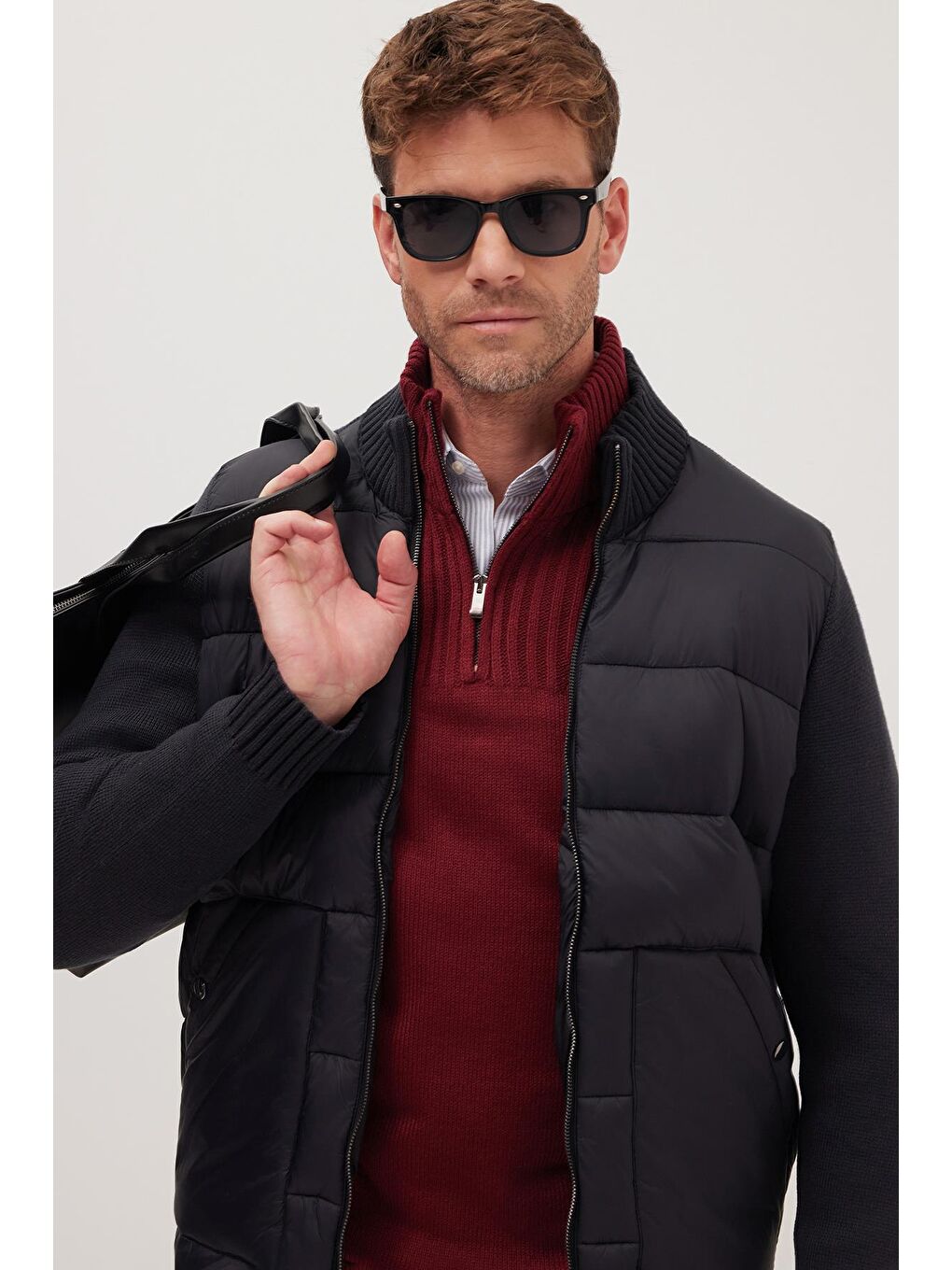 Erkek Regular Fit Klasik Kesim Fermuarlı Çift Cepli Sıcak Tutan Dik Yaka Siyah Mont-1