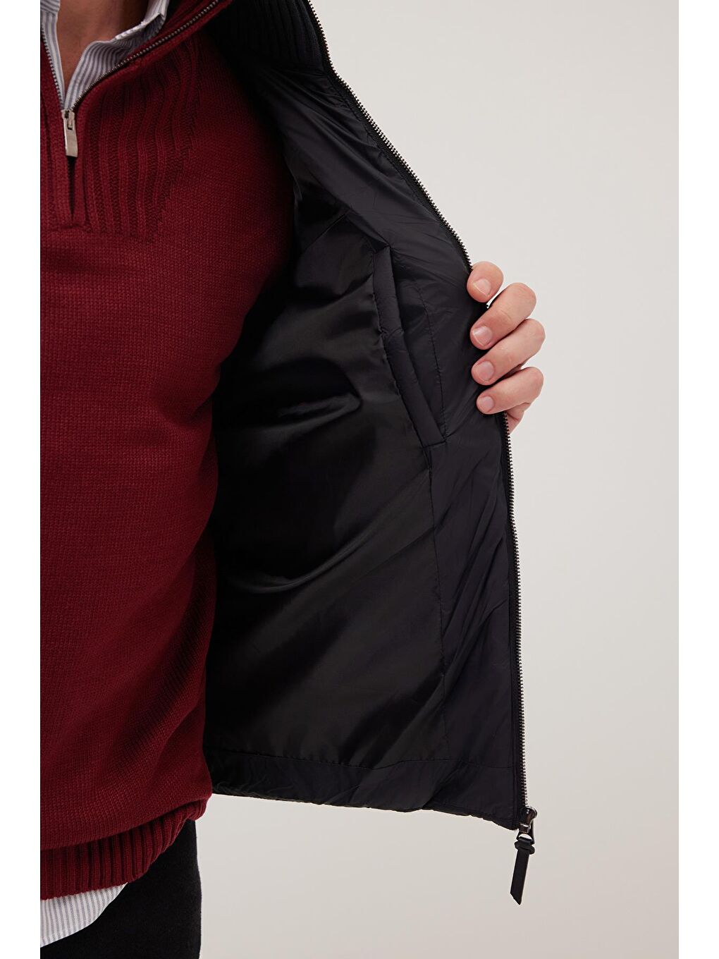 Erkek Regular Fit Klasik Kesim Fermuarlı Çift Cepli Sıcak Tutan Dik Yaka Siyah Mont-2