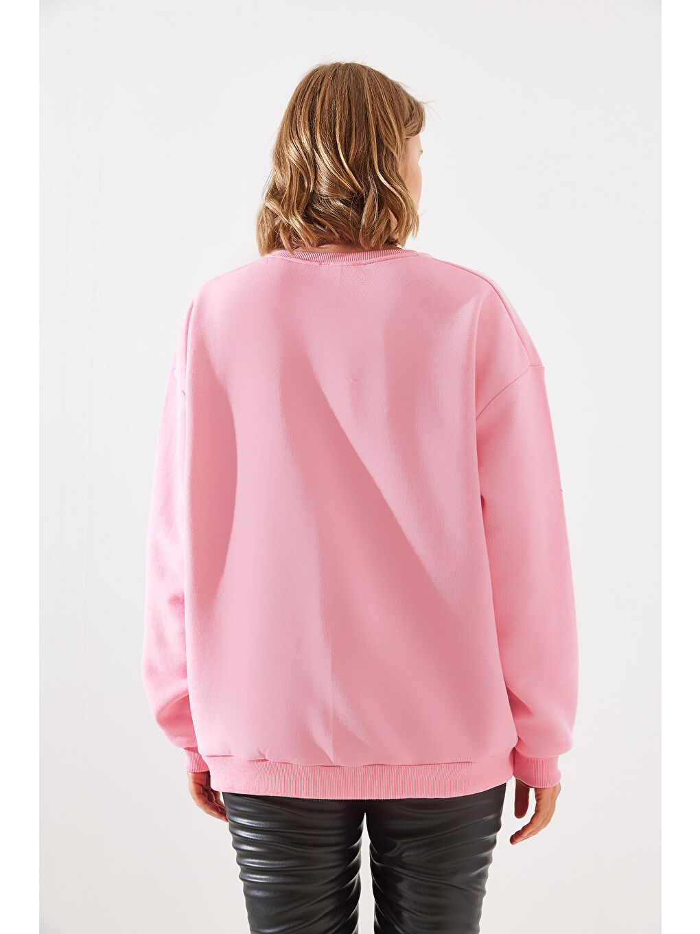 SHADE Pembe Kadın Bisiklet Yaka Şardonlu Fermuar Detaylı Basic Sweatshirt - 4