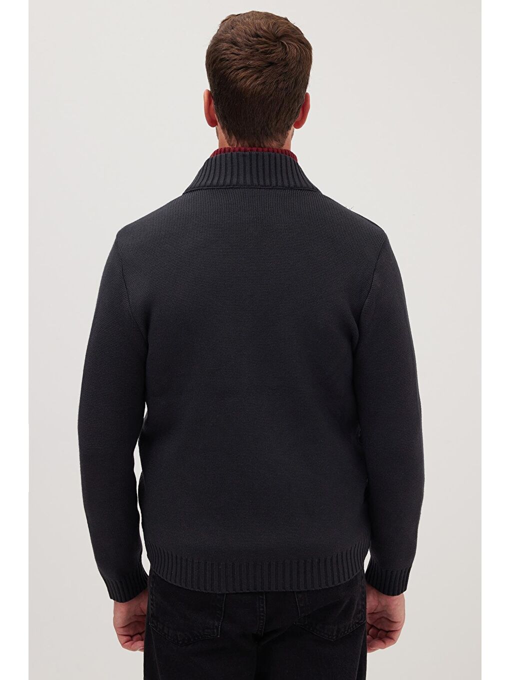 Erkek Regular Fit Klasik Kesim Fermuarlı Çift Cepli Sıcak Tutan Dik Yaka Siyah Mont-6