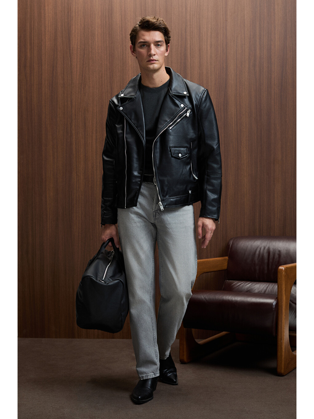 Varex Erkek Yuvarlak Yaka Basic Slim Fit Triko Antrasit Kazak-1