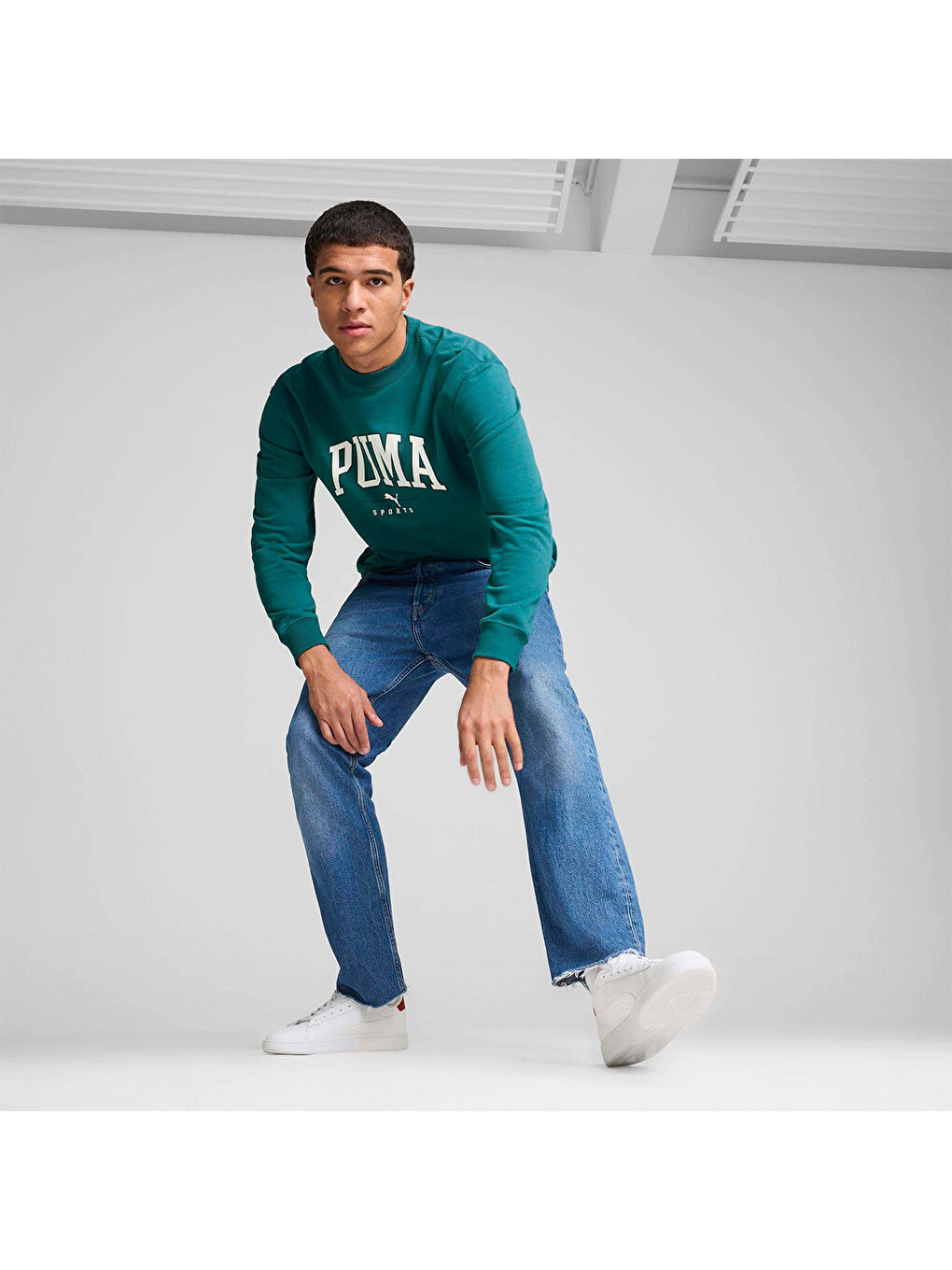 Squad Erkek Yeşil Yuvarlak Yaka Sweatshirt-2