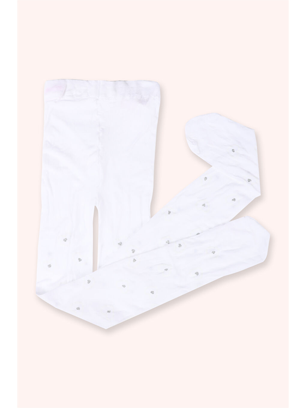 Kız Çocuk Kalp Desenli Beyaz Çorap