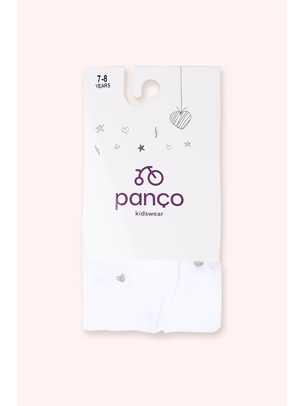 Kız Çocuk Kalp Desenli Beyaz Çorap-1