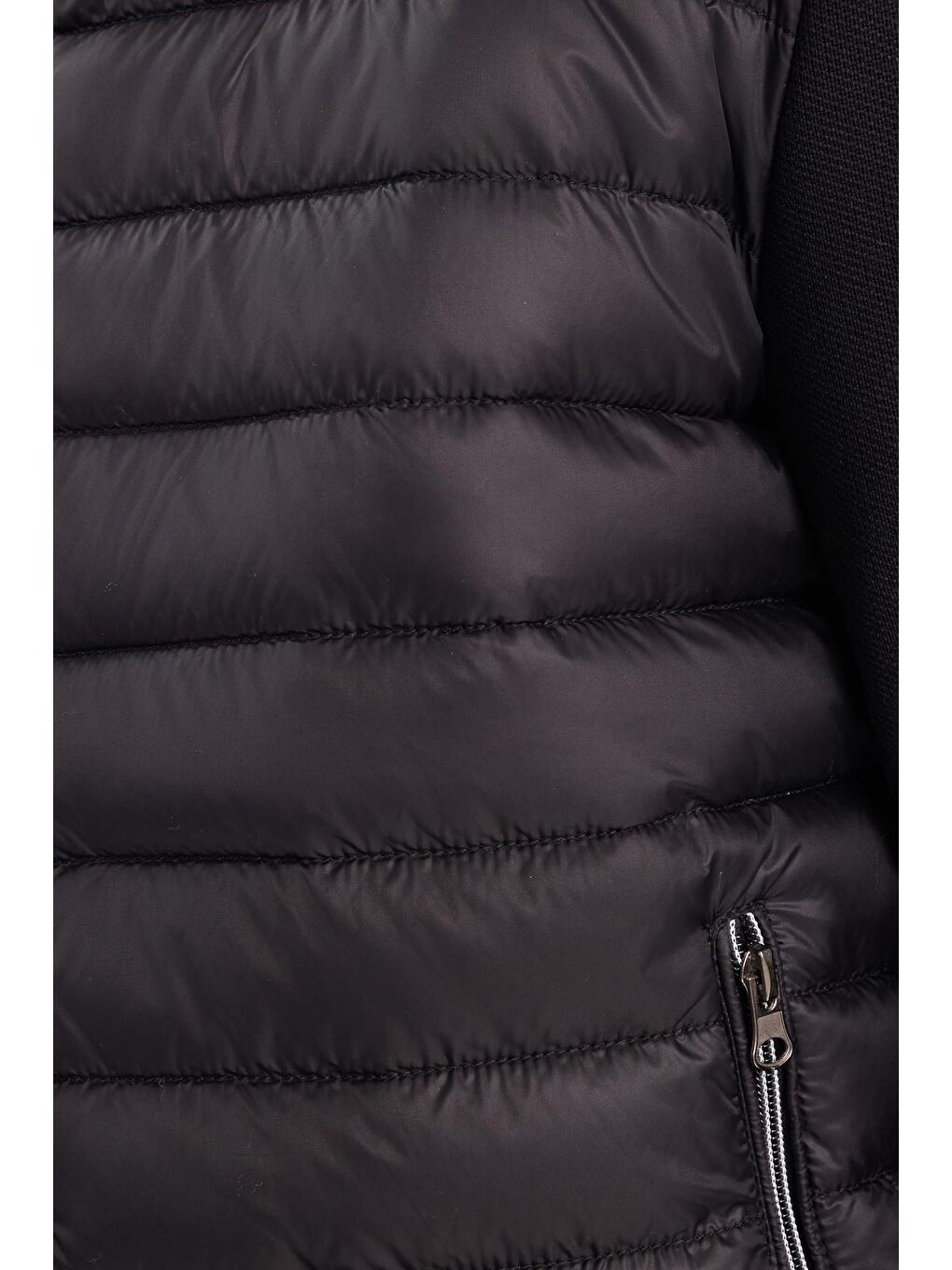 Erkek Relax Fit Rahat Kesim Kapitone Kollar Triko Çift Cepli Sıcak Tutan Siyah Mont-5