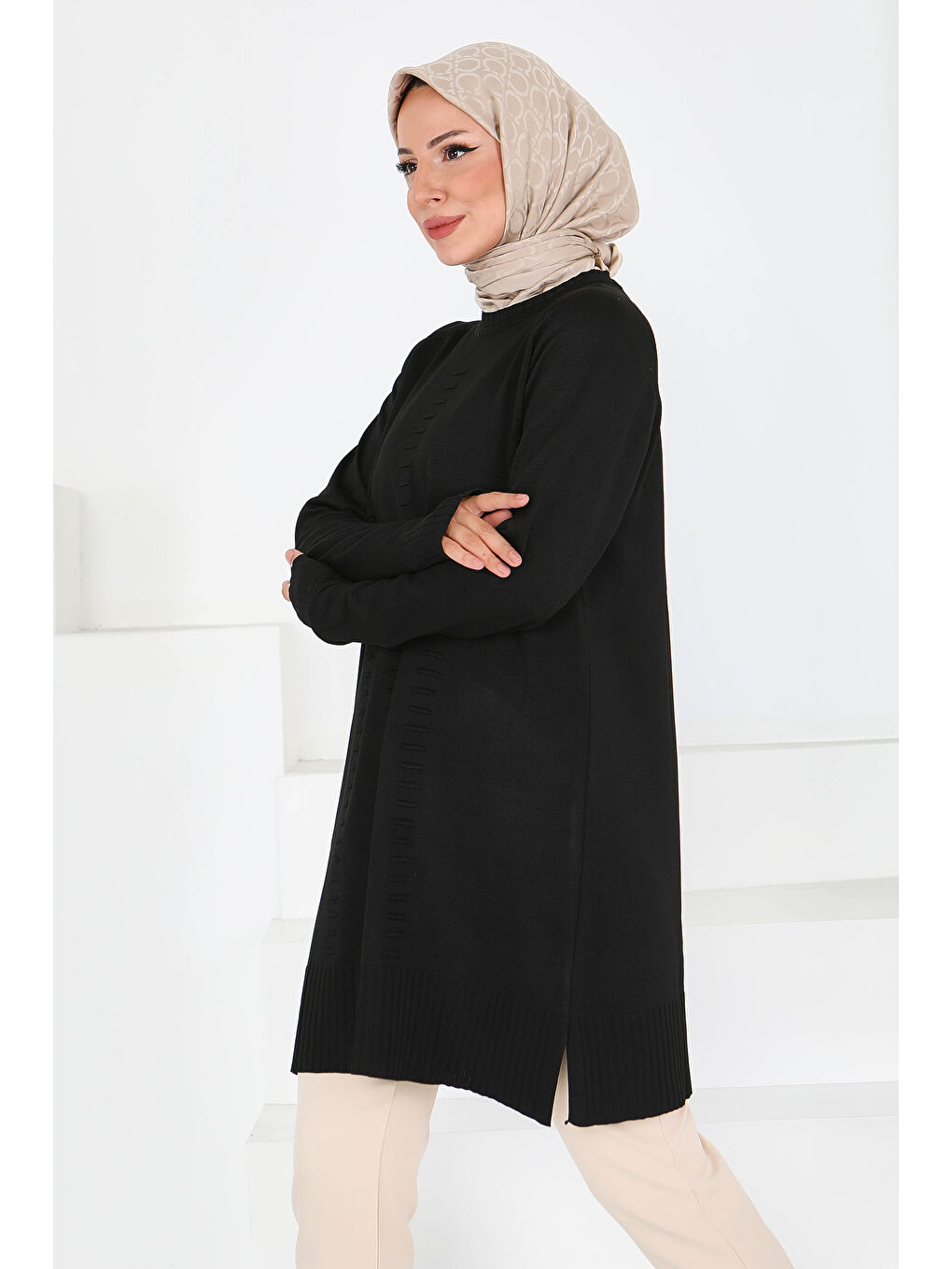 Fitilli Triko Tunik Siyah - 27795-SIYAH-2