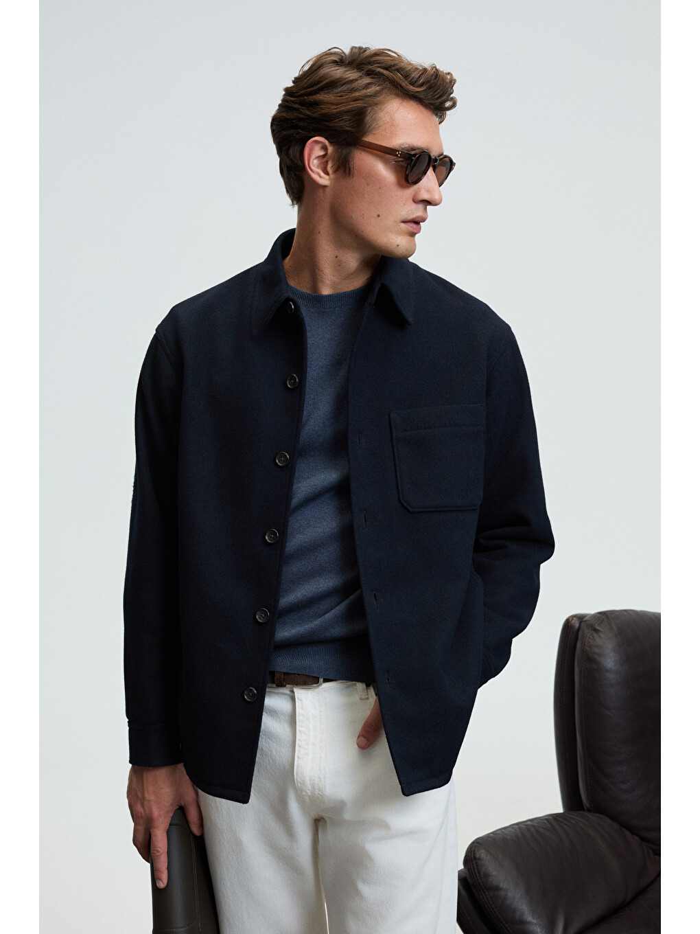 Varex Erkek Yuvarlak Yaka Basic Slim Fit Triko Mavi Kazak-2