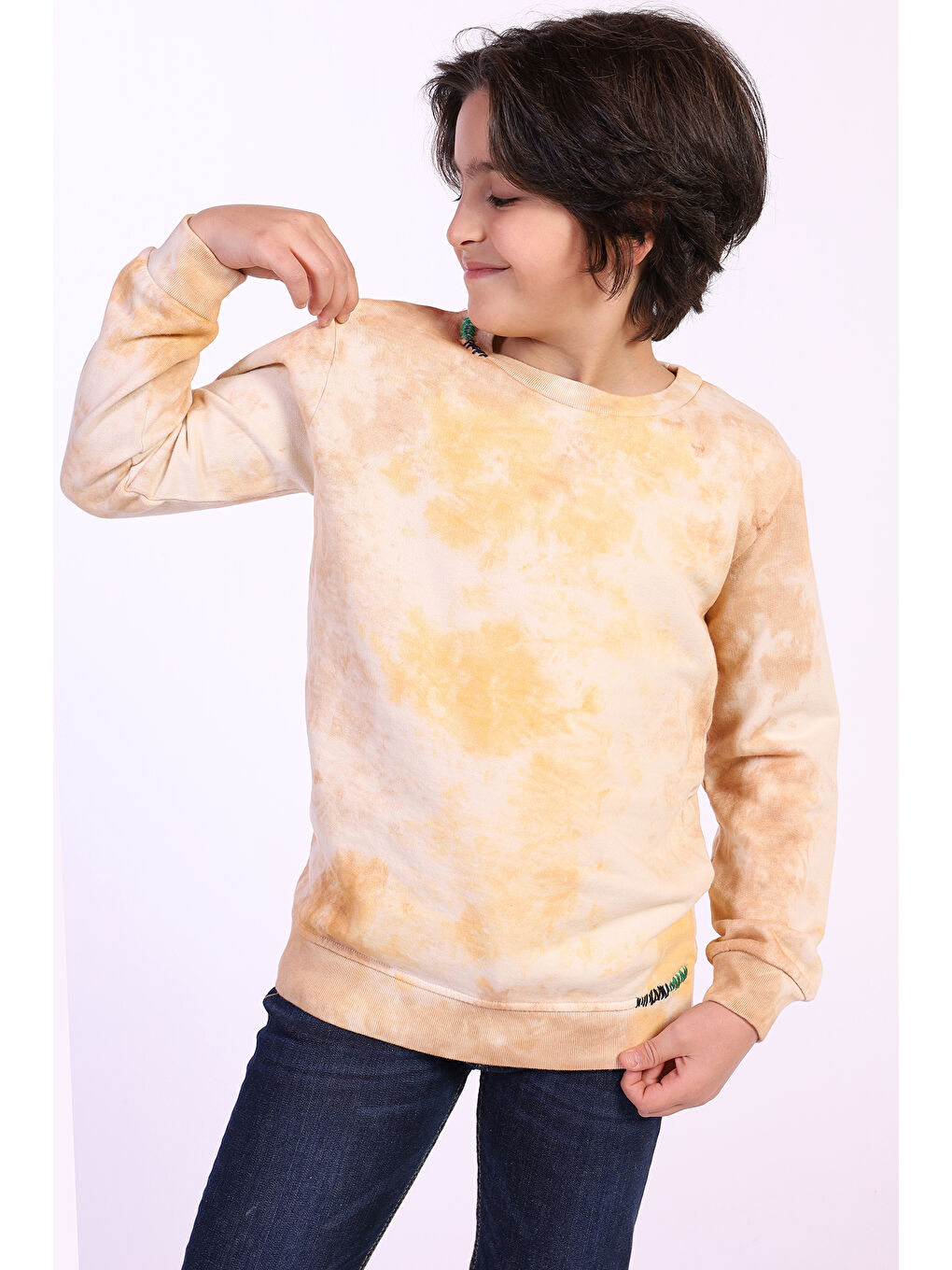 Toontoykids Sarı Erkek Çocuk Batik Desenli Sweatshirt