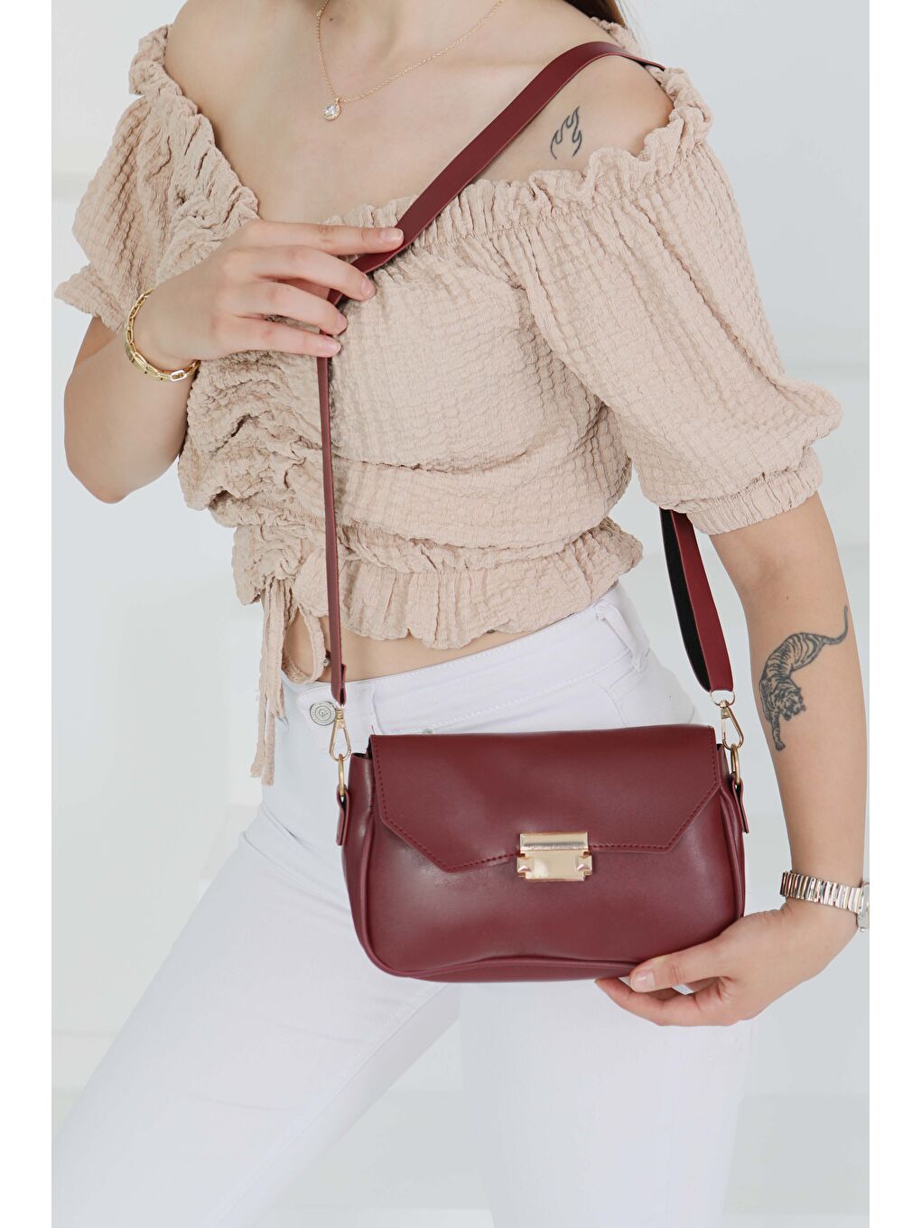 Kadın Bordo Çanta - 27489