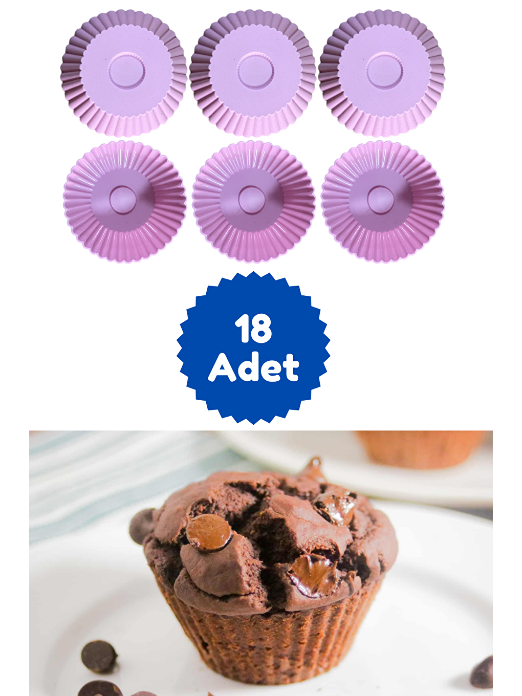 Kitchen Design Lab Pembe 18'li Silikon Mini Browni Kalıbı - Muffin Kalıbı 18 Adet Cupcake Kek Kalıbı