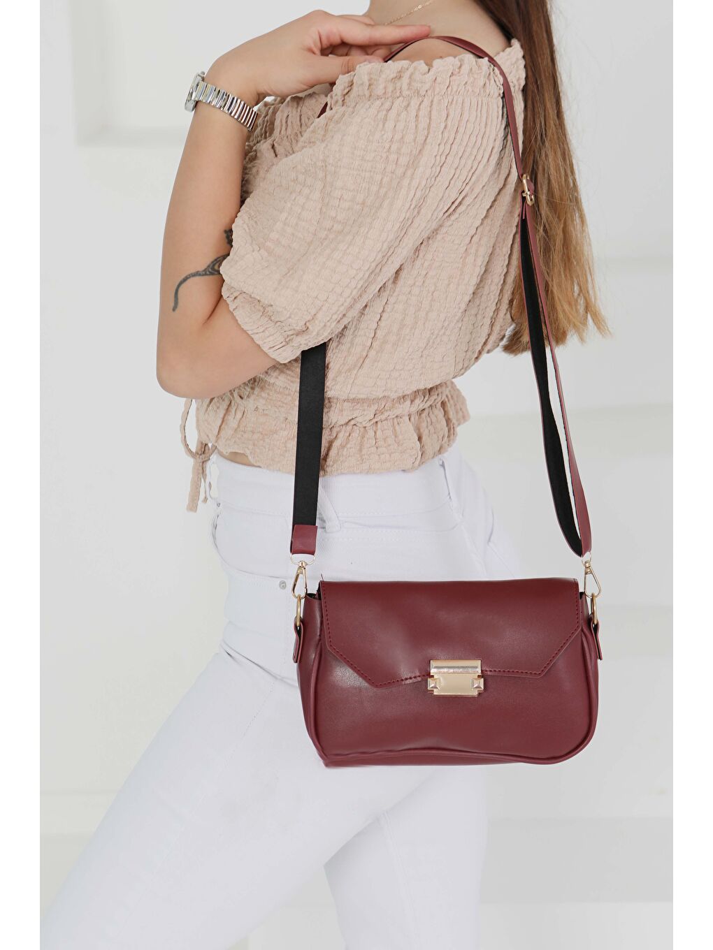 Kadın Bordo Çanta - 27489-1