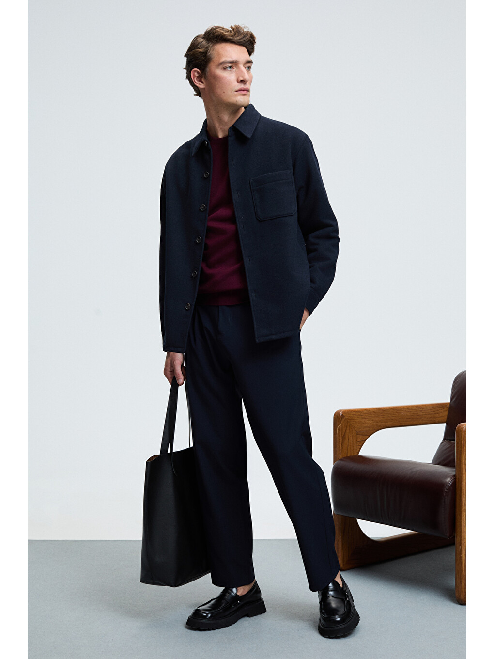 Varex Erkek Yuvarlak Yaka Basic Slim Fit Triko Bordo Kazak-4