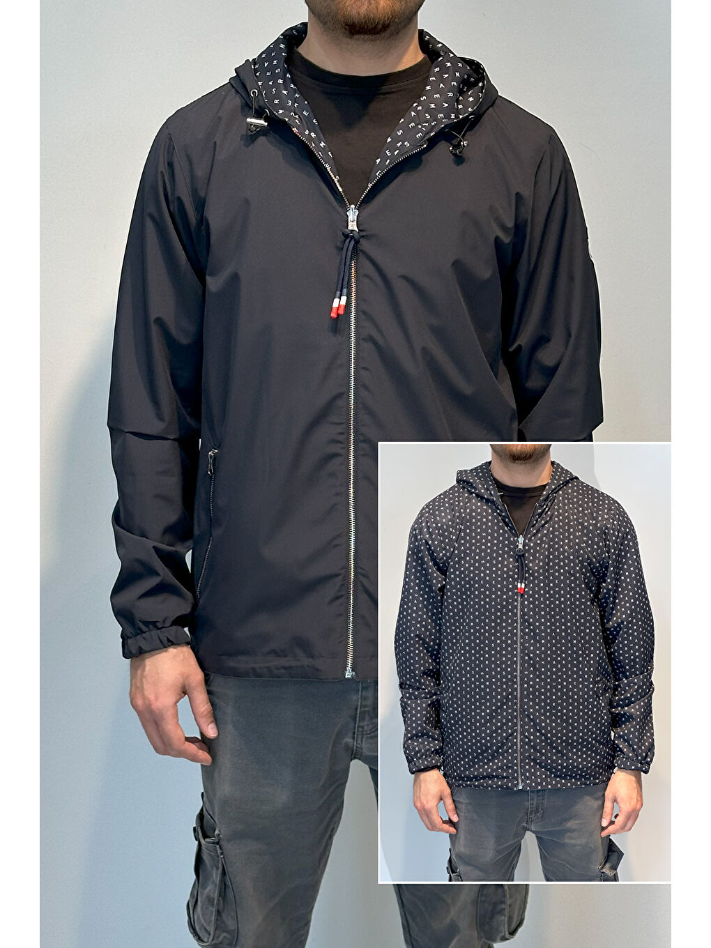 Erkek Çift Taraflı Mevsimlik Ceket Tek Üst REU-24726 Lacivert