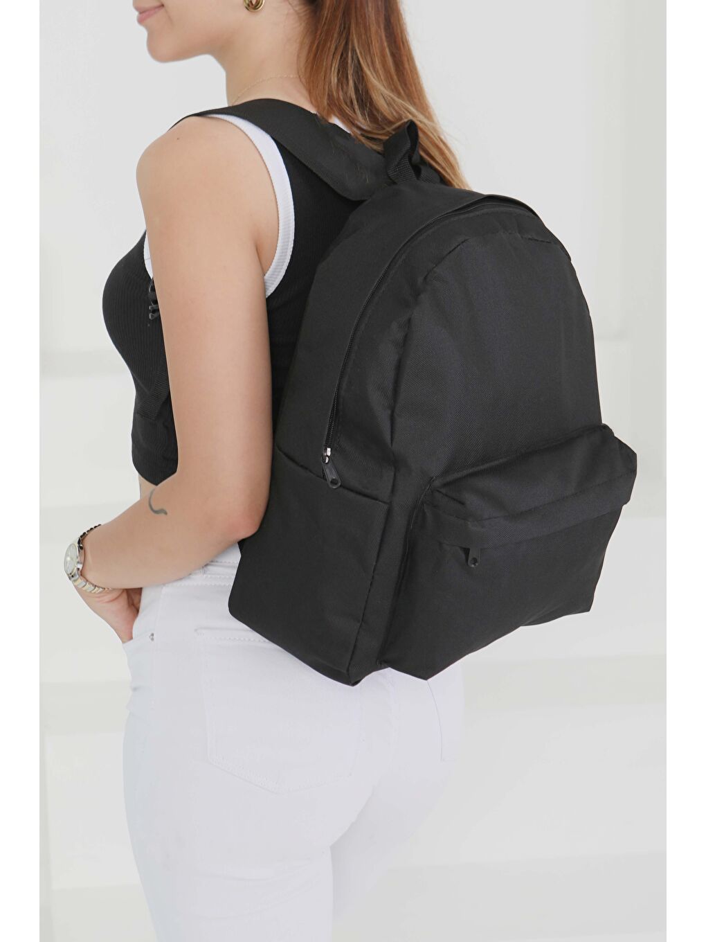 Kadın Siyah Cepli Sırt Çantası - 27488