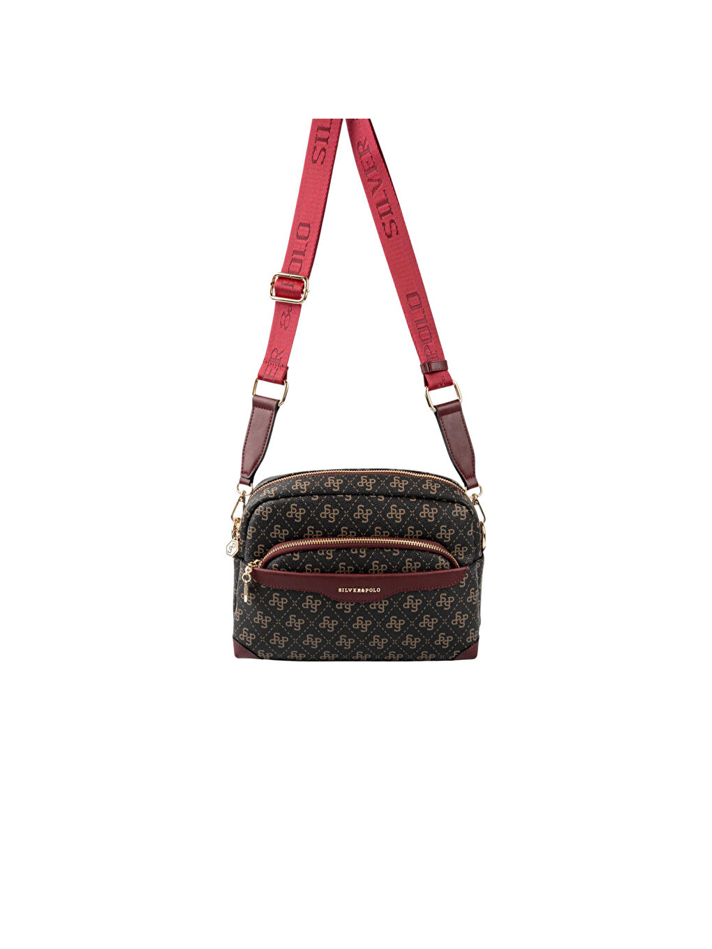 Kahverengi Kadın Çapraz Çanta 1201-48528 SILVER POLO ÇAPRAZ BAYAN ÇANTASI M178 KAHVE SARI-MAT BORDO