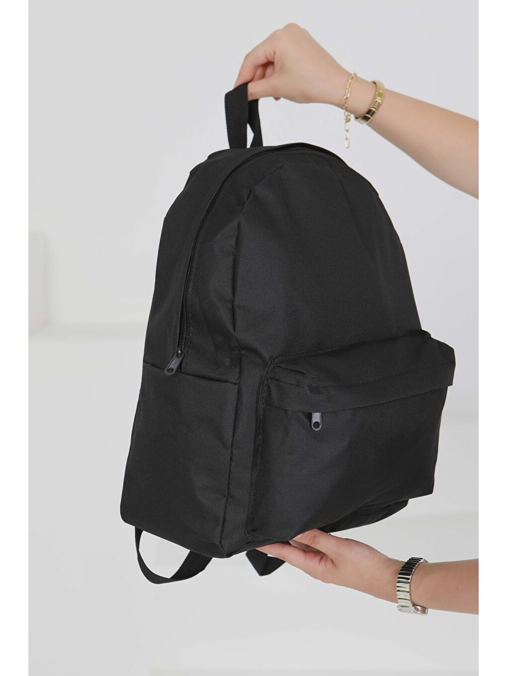 Kadın Siyah Cepli Sırt Çantası - 27488-3