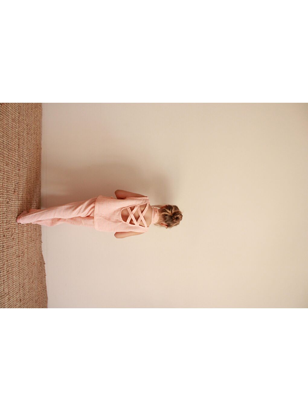 Fularlı Turuncu Çizgili Çapraz Şerit Detaylı Müslin Takım-3