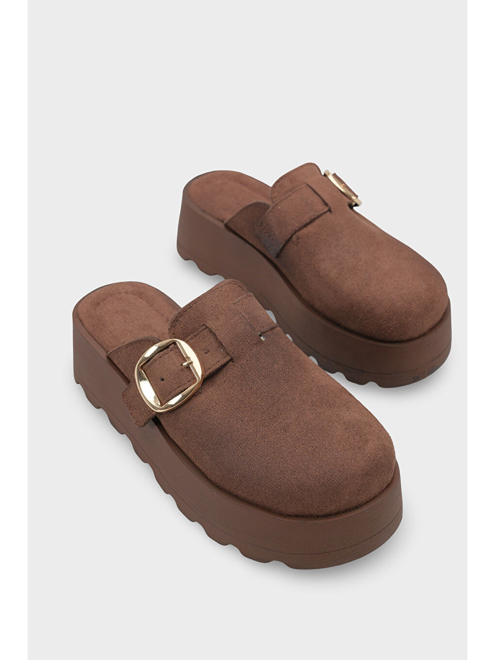 Kahverengi Minette Kürklü Süet Görünümlü Kadın Sabo-1