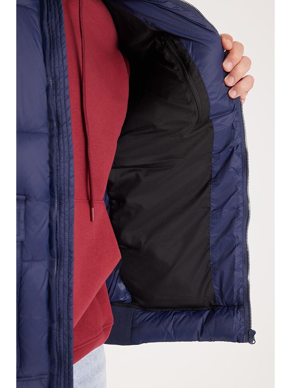 Erkek Regular Fit Klasik Kesim Çift Cepli Lastikli Sıcak Tutan Dik Yaka Lacivert Mont-2