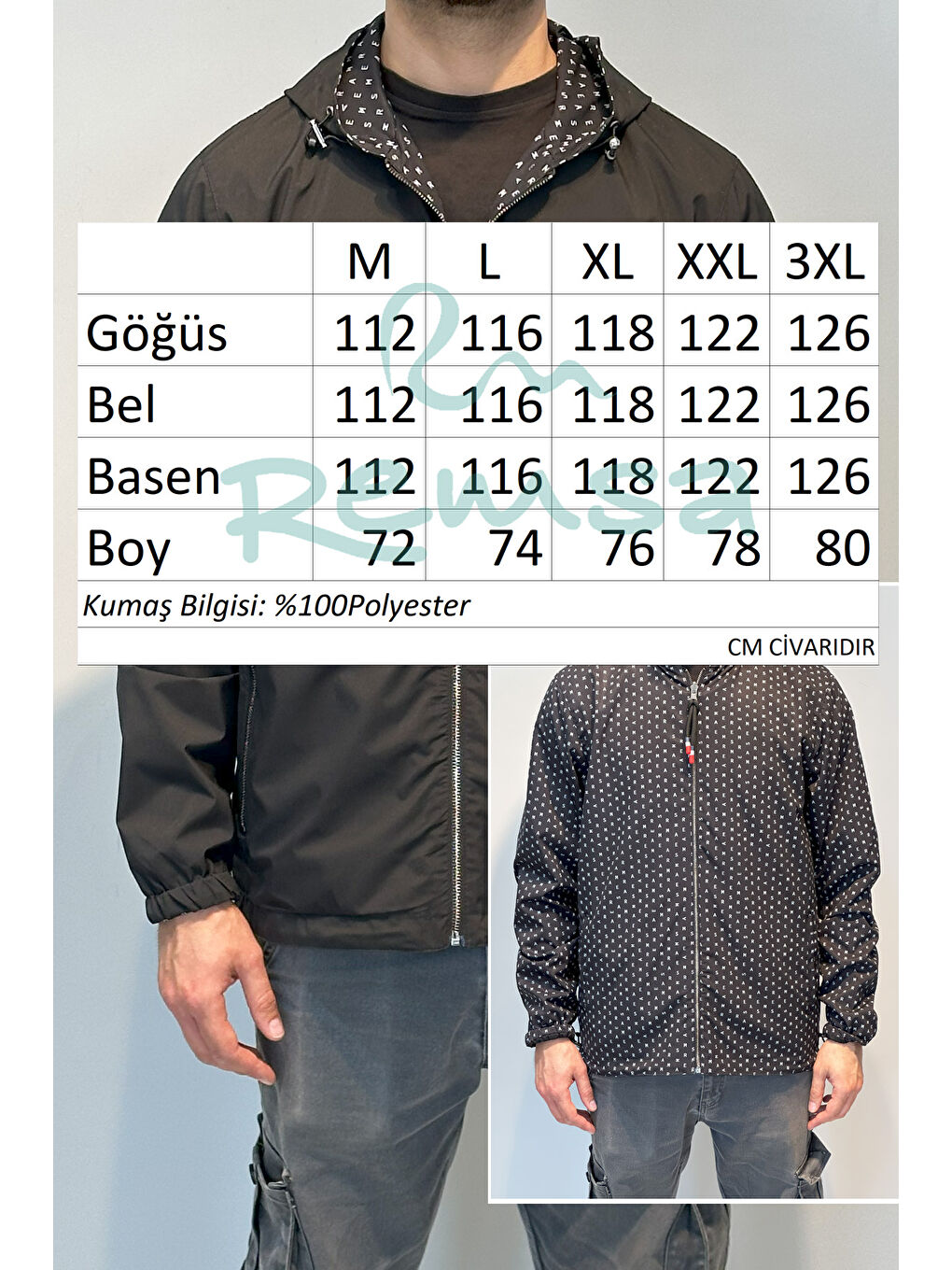 Erkek Çift Taraflı Mevsimlik Ceket Tek Üst REU-24726 Siyah-3