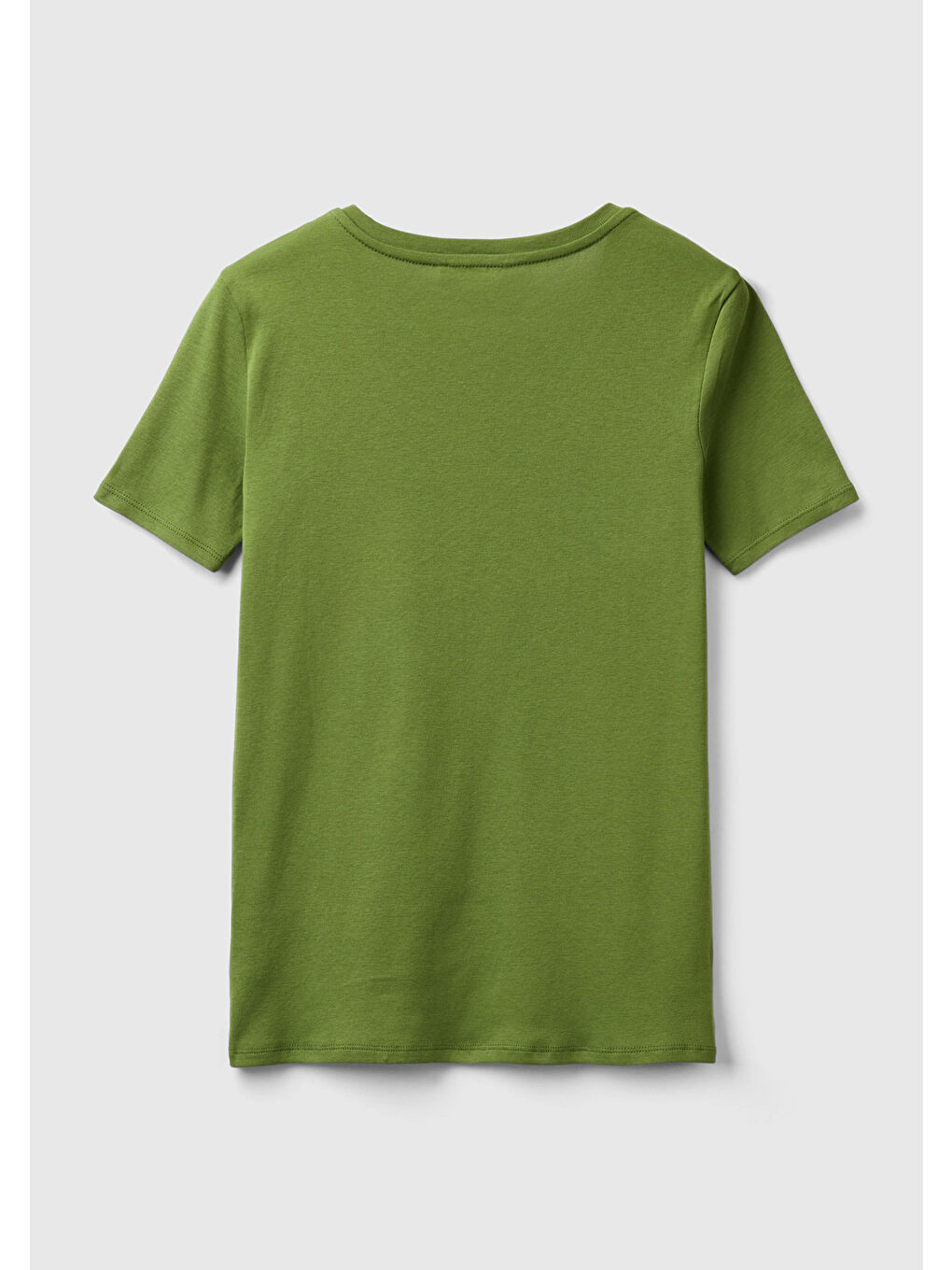 United Colors Of Benetton Kadın Soluk Yeşil %100 Pamuk V Yaka Basic T-Shirt - 3