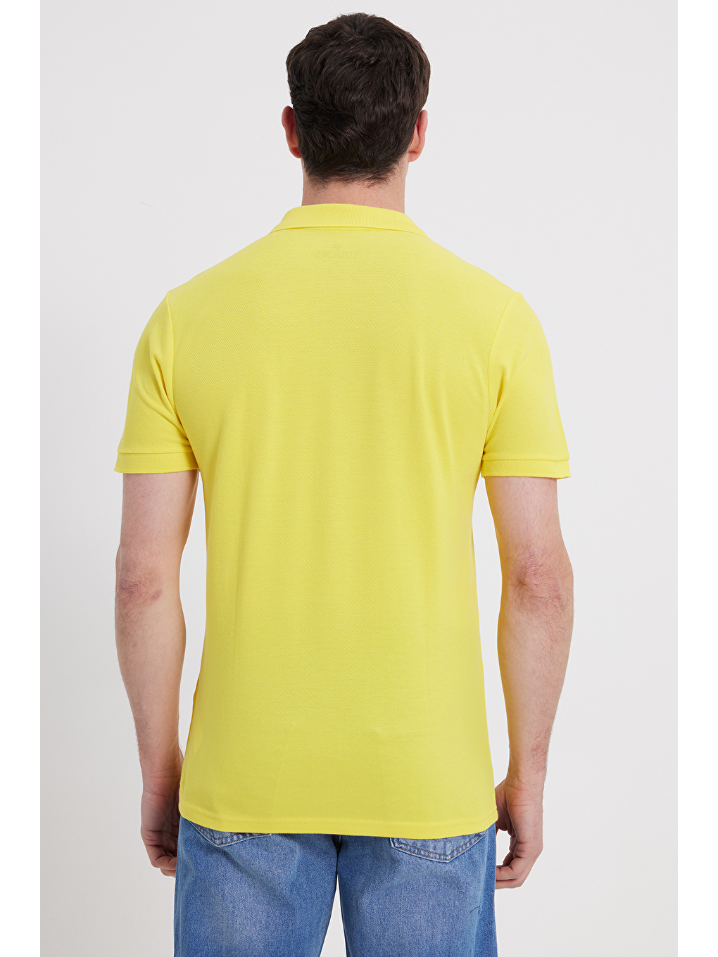 Erkek Slim Fit Dar Kesim %100 Pamuk Sarı Polo Yaka Tişört-6