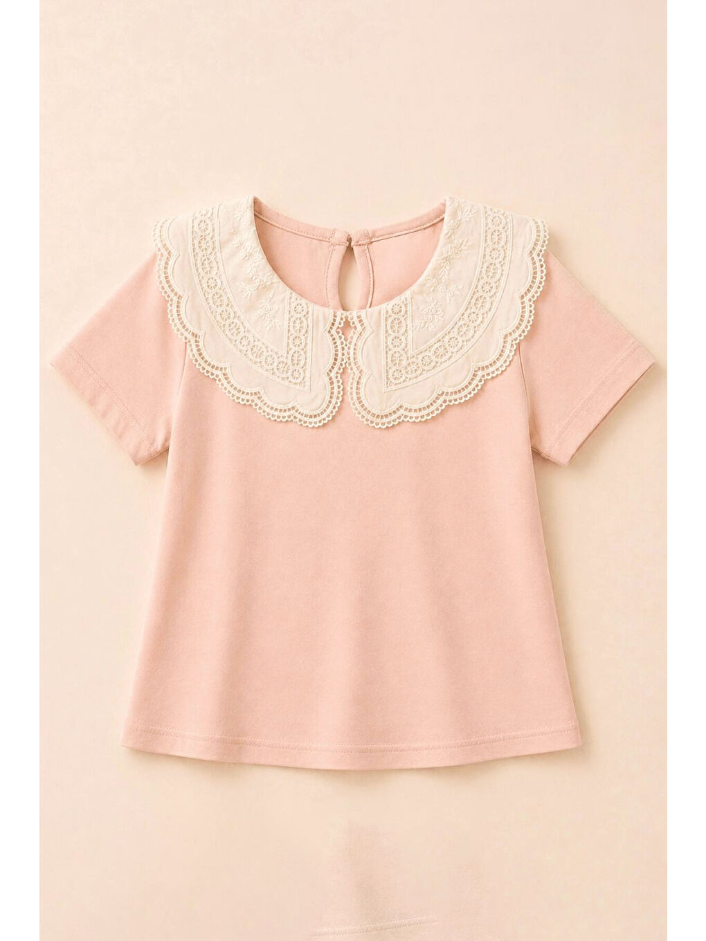 Pembe Kız Çocuk Nakış Yakalı Bluz 3-10 Yaş 12653OZ