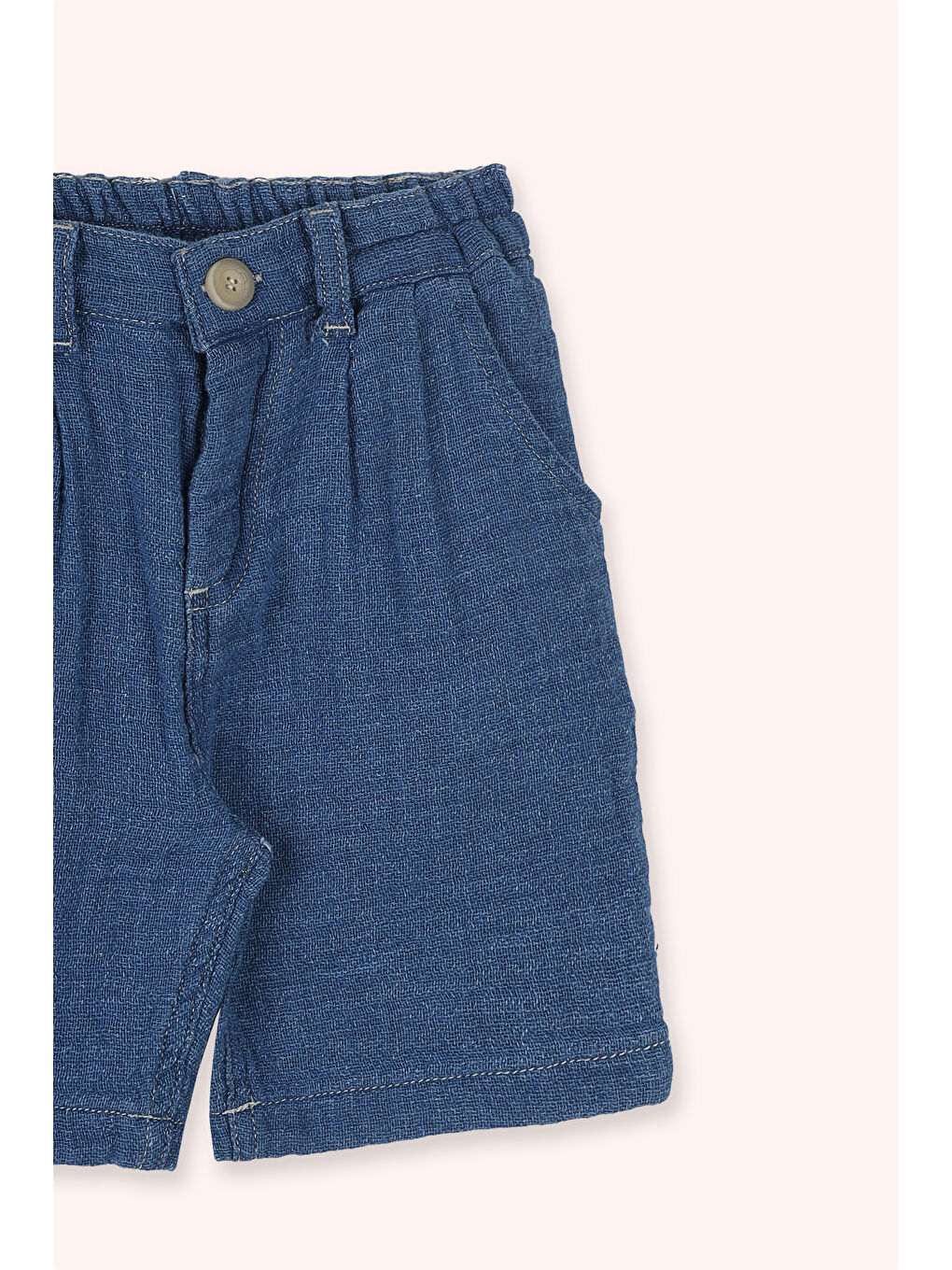 Erkek Çocuk Beli Lastikli Şort Mavi-3