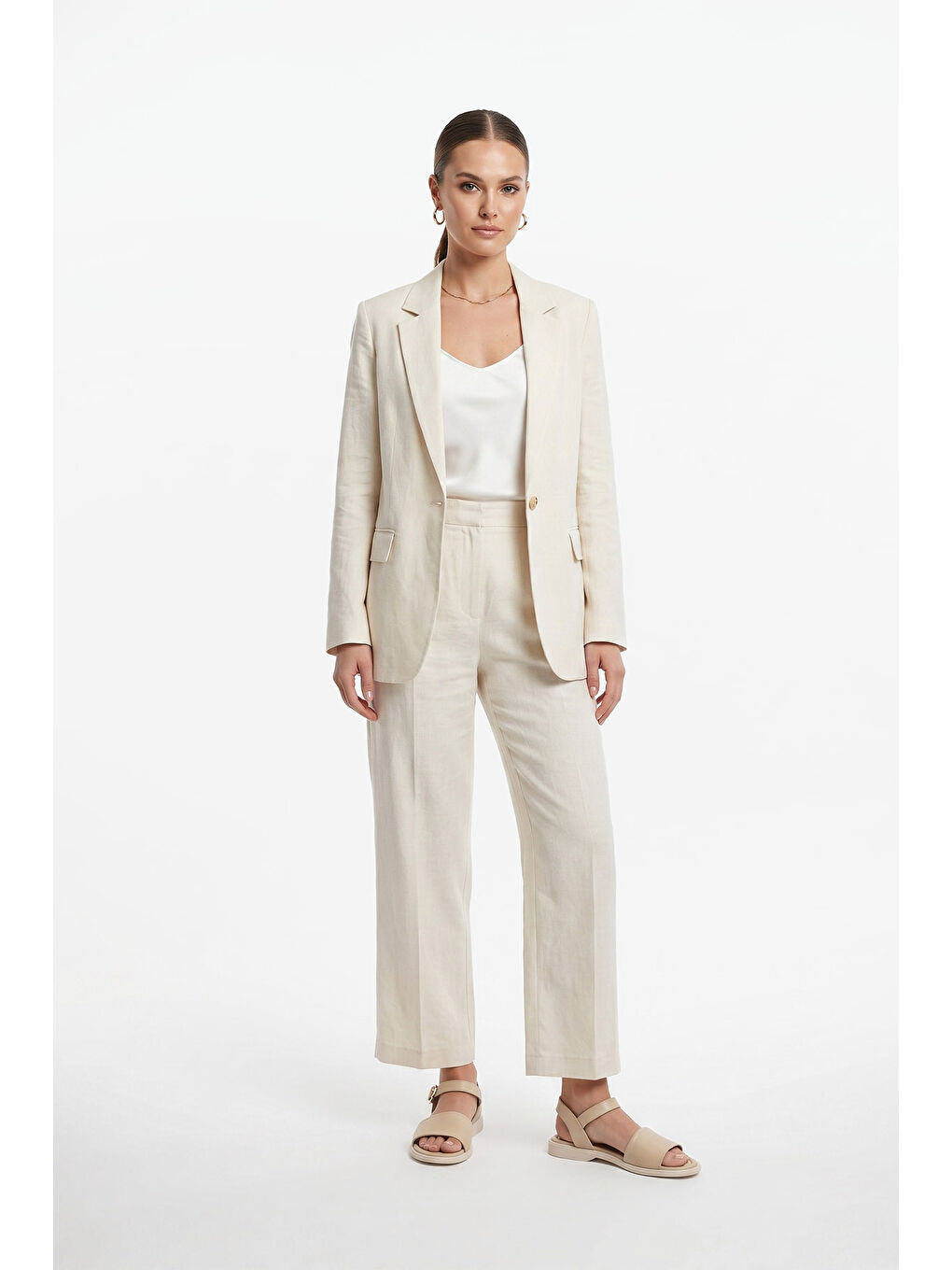 Bej Kadın AÇIK BEJ Bilek Bağlı Hakiki Deri Sandalet-2