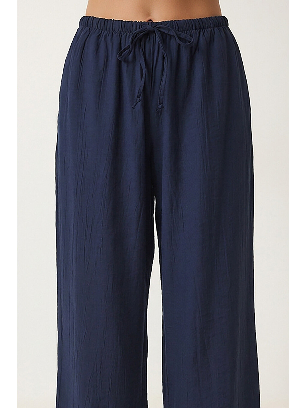 Lacivert Cepli Geniş Paça Yazlık Pantolon LACİVERT LUB0343-4