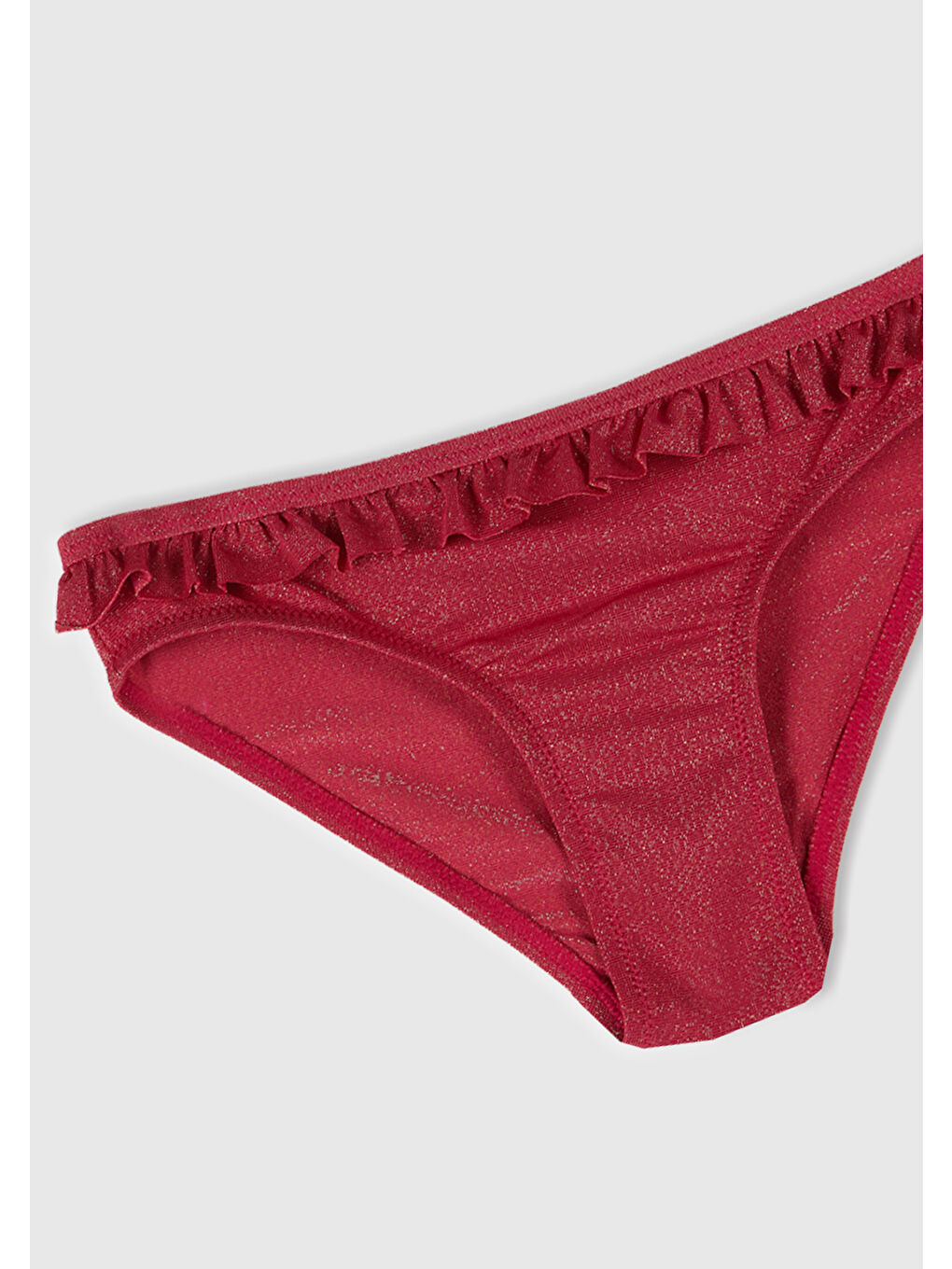 Kız Çocuk Fuşya Simli Fırfır Detaylı Boyundan Askılı Bikini Takımı-3