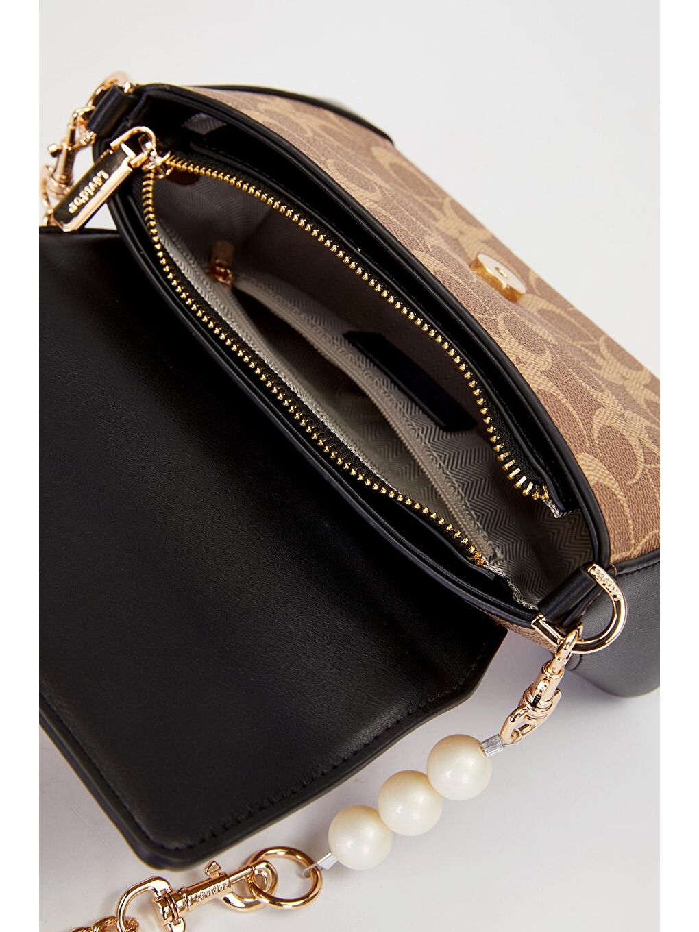 Sarı Camel Siyah Kadın Omuz Çantası 930431-3