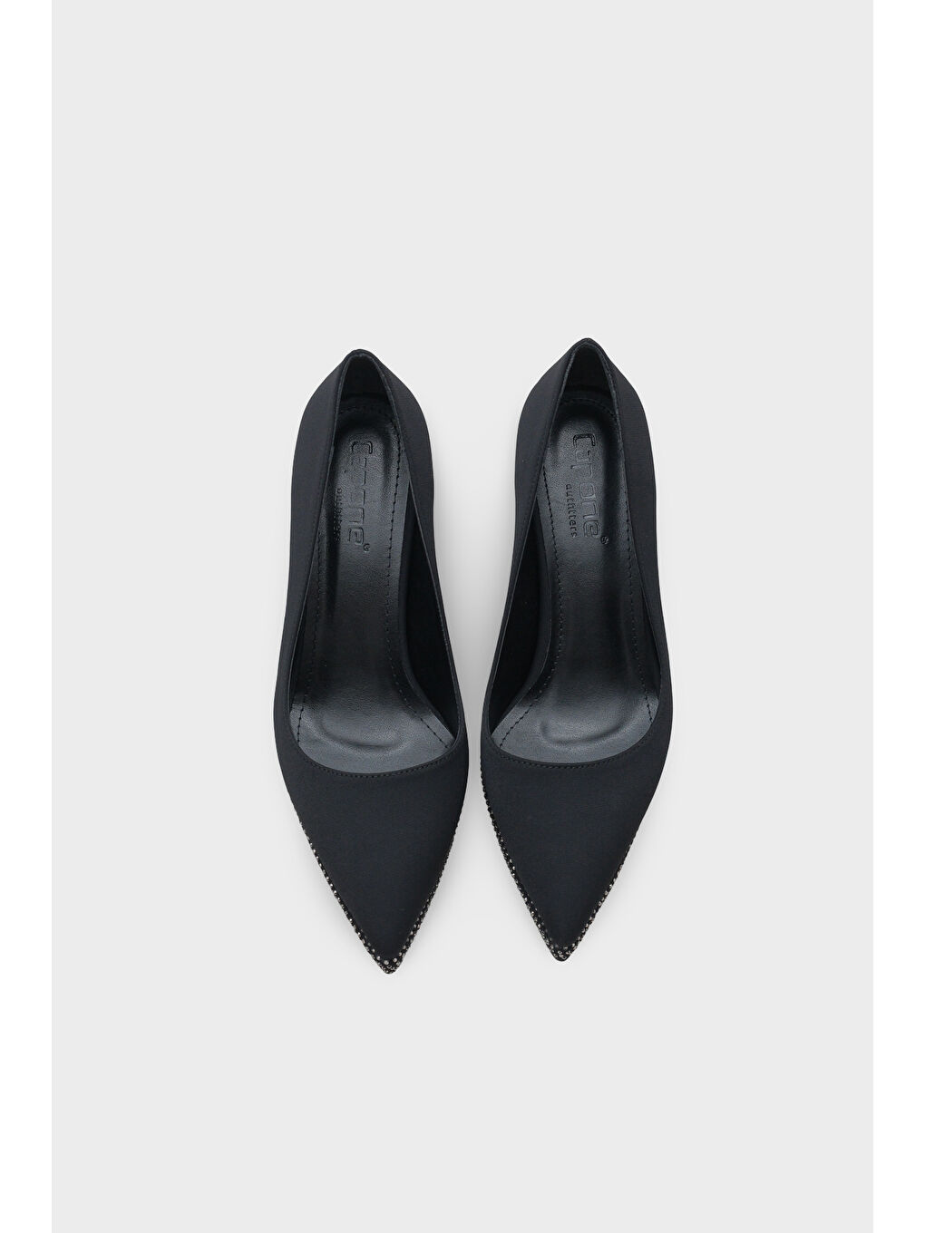 Siyah Karine Taşlı Platform Yüksek Topuklu Saten Abiye Ayakkabı-5