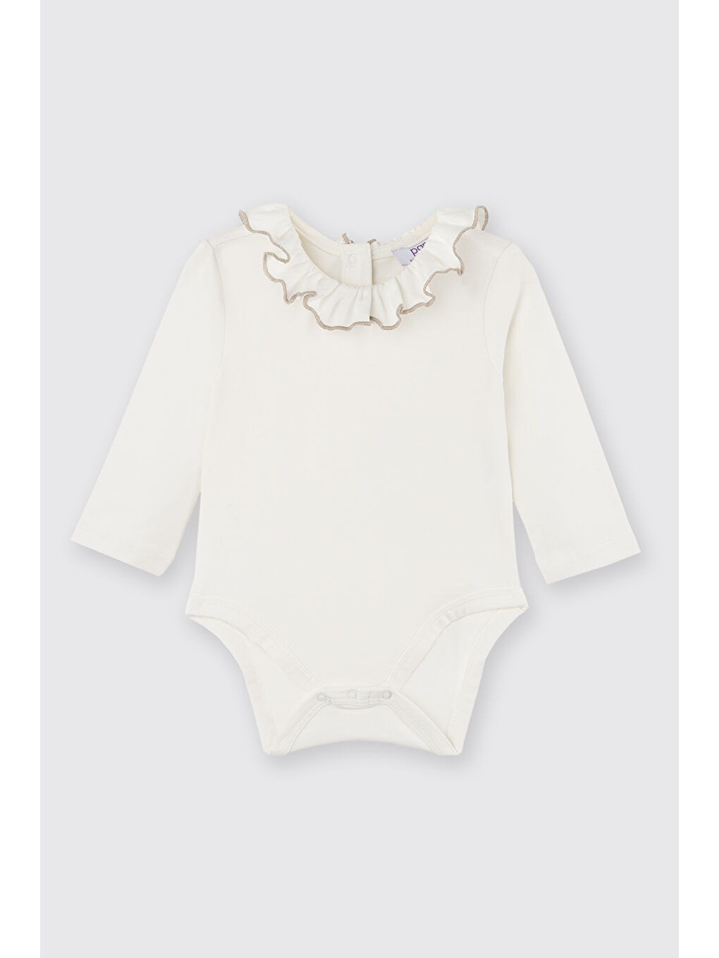 Kız Bebek Yakası Fırfırlı Ekru Body